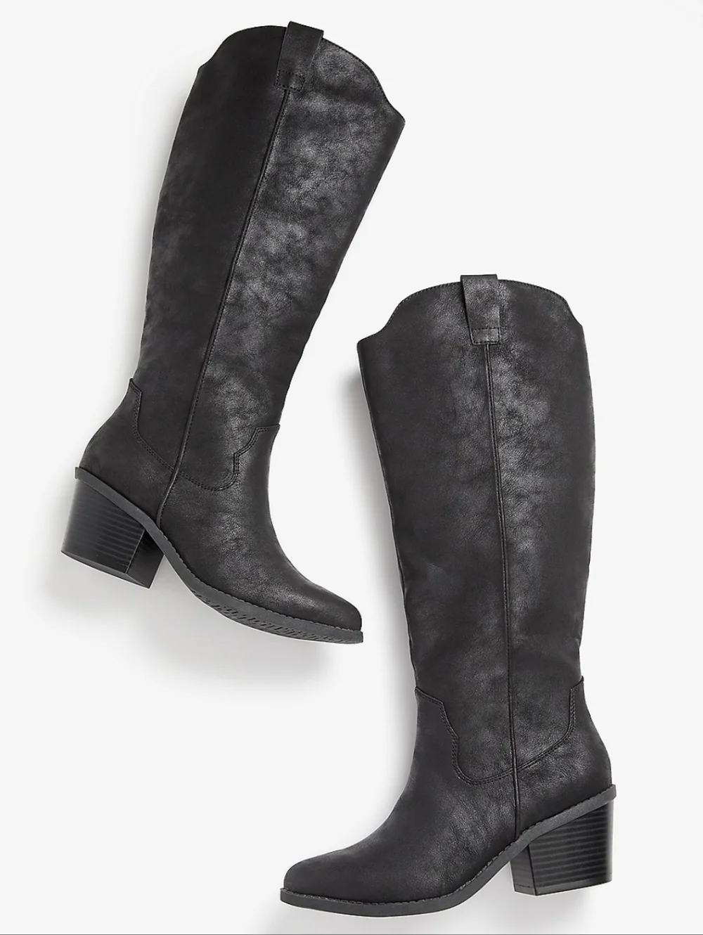 Maurices Claudia Womens Black Wide Calf Faux Suede Block Heel Tall Boots Sz 9 - Picture 1 of 10